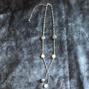 Sterling silver and freshwater disc pearl lariat necklace